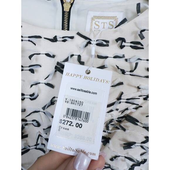 NWT Sail to Sable Shift Dress Black Bows Cream 0 Old Money Vintage Preppy Career - Picture 4 of 10